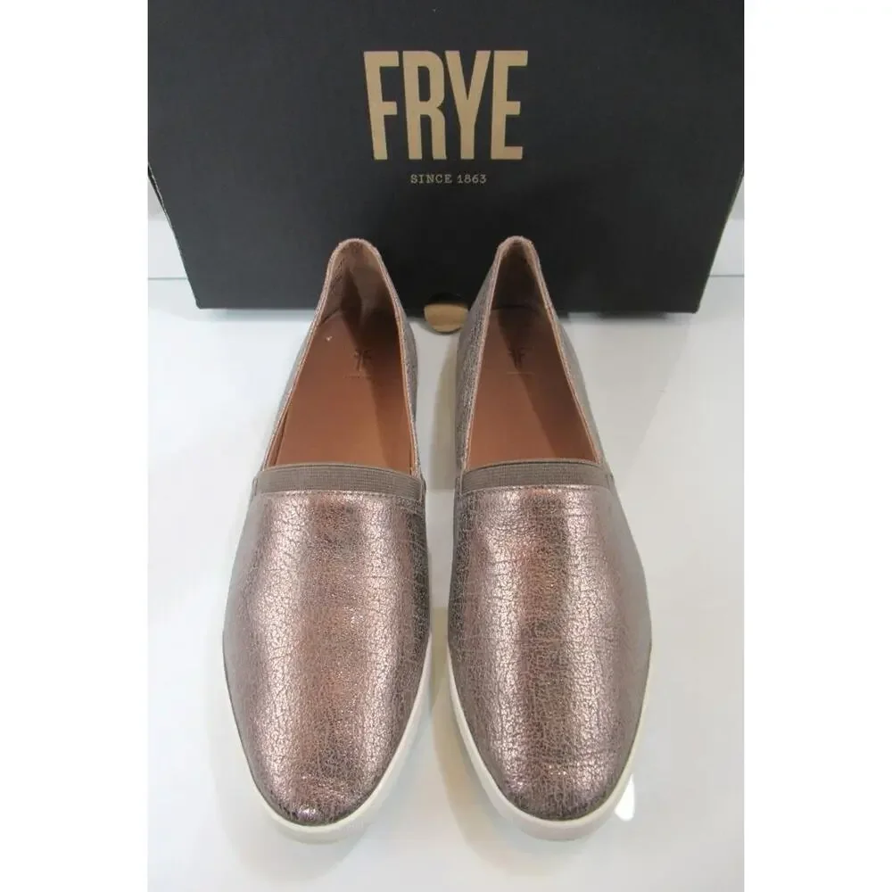 Women's Frye Melanie Slip On Flat Shoes Sneaker Pewter Size 9